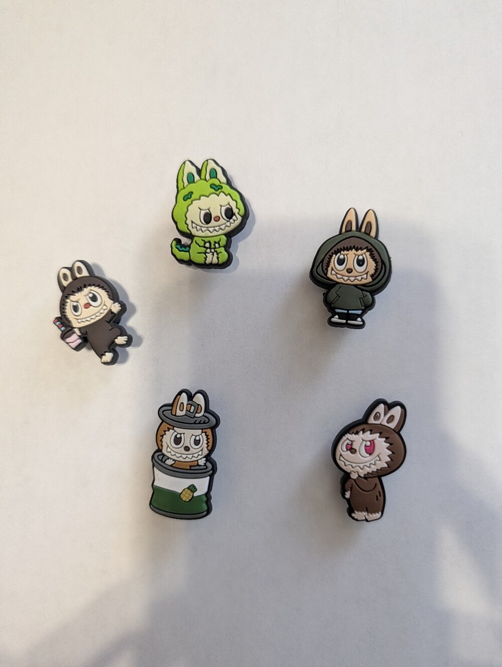 5 Cute Bunny Character Rubber Pins Set - Shoe Charms